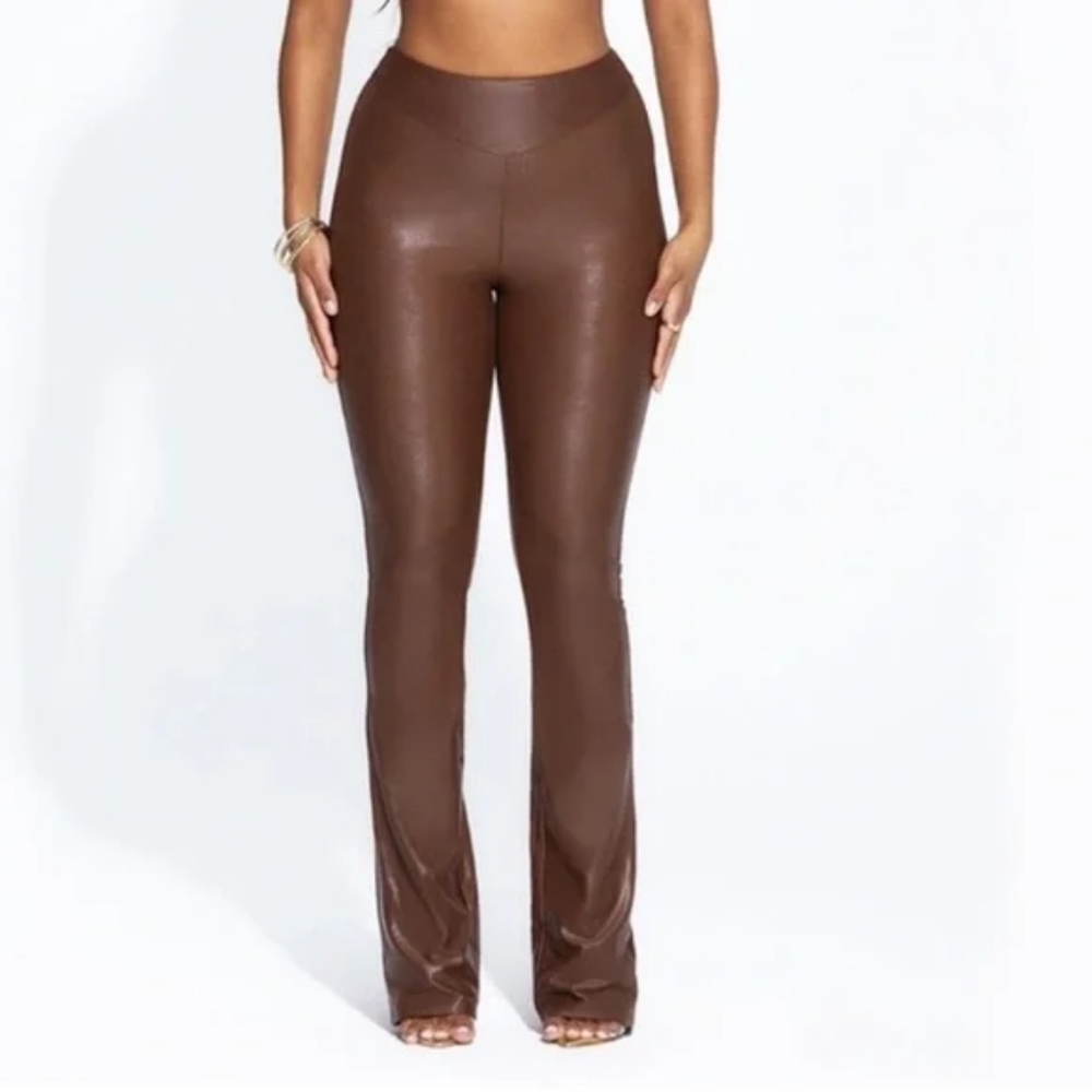 Naked Wardrobe Brown Faux leather pants